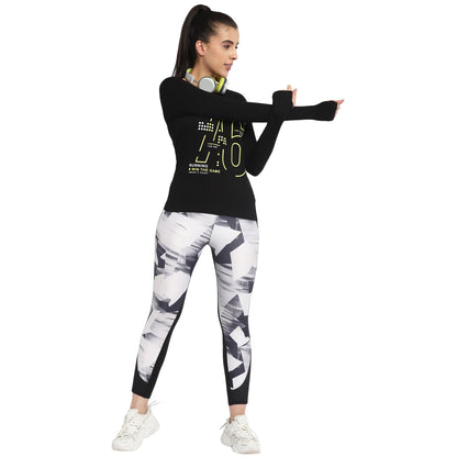 Appulse Women's Printed Long Sleeve Thumb Hole Round Neck T-Shirt | Women | Premium Cotton | Activewear | Athleisure