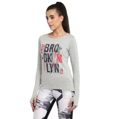 Appulse Women's Printed Long Sleeve Thumb Hole Round Neck T-Shirt | Women | Premium Cotton | Activewear | Athleisure