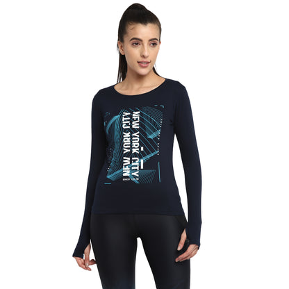 Appulse Women's Printed Long Sleeve Thumb Hole Round Neck T-Shirt | Women | Premium Cotton | Activewear | Athleisure