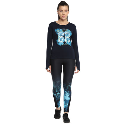 Appulse Women's Printed Long Sleeve Thumb Hole Round Neck T-Shirt | Women | Premium Cotton | Activewear | Athleisure