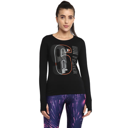 Appulse Women's Printed Long Sleeve Thumb Hole Round Neck T-Shirt | Women | Premium Cotton | Activewear | Athleisure