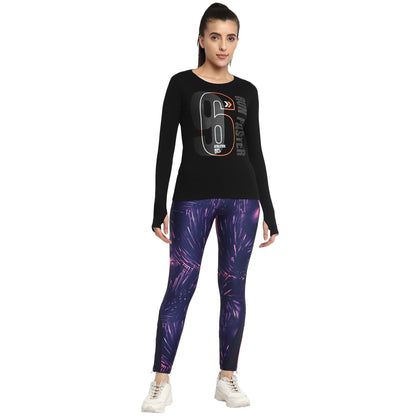 Appulse Women's Printed Long Sleeve Thumb Hole Round Neck T-Shirt | Women | Premium Cotton | Activewear | Athleisure