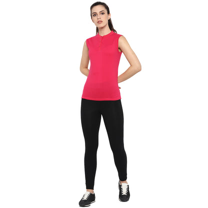 Appulse Women's Sleeveless Mandarin Collar T-Shirt | Women | Premium Cotton | Activewear | Athleisure