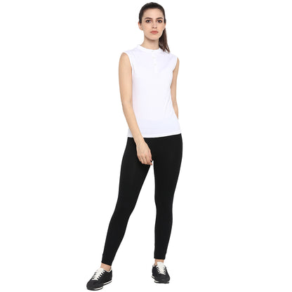 Appulse Women's Sleeveless Mandarin Collar T-Shirt | Women | Premium Cotton | Activewear | Athleisure