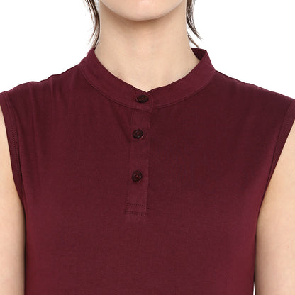 Appulse Women's Sleeveless Mandarin Collar T-Shirt | Women | Premium Cotton | Activewear | Athleisure
