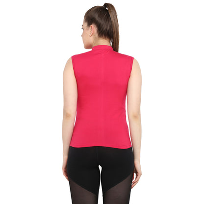Appulse Women's Sleeveless Mandarin Collar T-Shirt | Women | Premium Cotton | Activewear | Athleisure