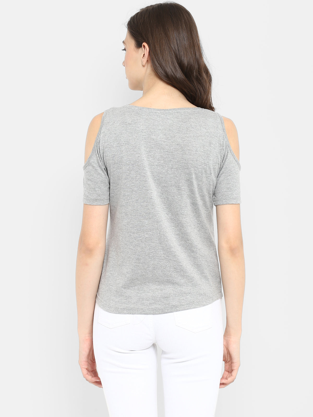 Ap'pulse Women's Round Neck Cold Shoulder Tshirt