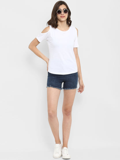 Appulse Women's Round Neck Cold Shoulder T-Shirt | Women | Premium Cotton | Activewear | Athleisure