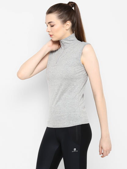 Appulse Women's Sleeveless 1/4 Zip Hi Neck T-Shirt | Women | Premium Cotton | Activewear | Athleisure