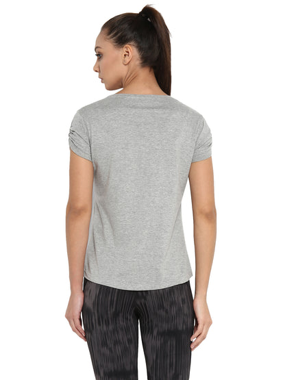 Appulse Women's Gathering sleeve Round Neck T-Shirt | Women | Premium Cotton | Activewear | Athleisure