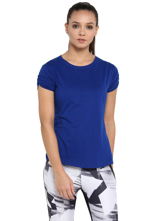 Ap'pulse Women's Gathering sleeve Round Neck Tshirt