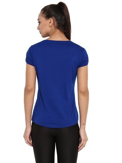 Appulse Women's Gathering sleeve Round Neck T-Shirt | Women | Premium Cotton | Activewear | Athleisure