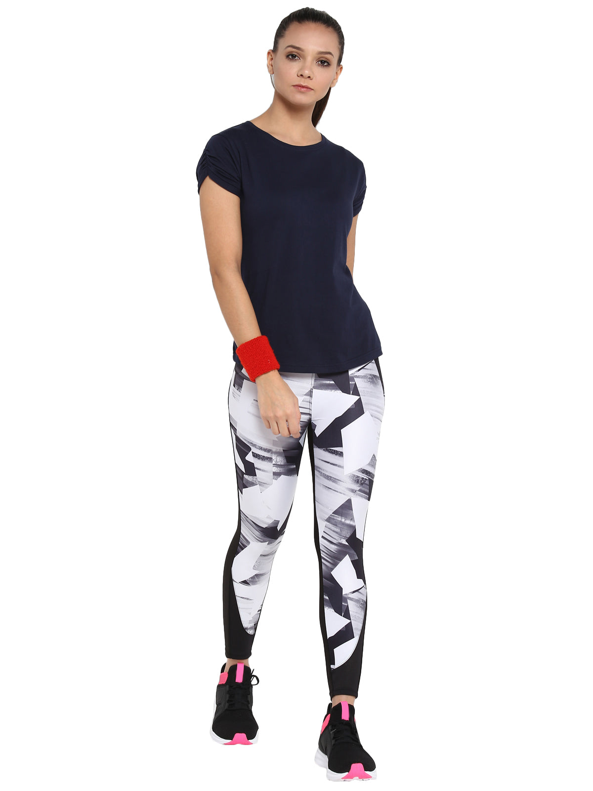 Ap'pulse Women's Gathering sleeve Round Neck Tshirt