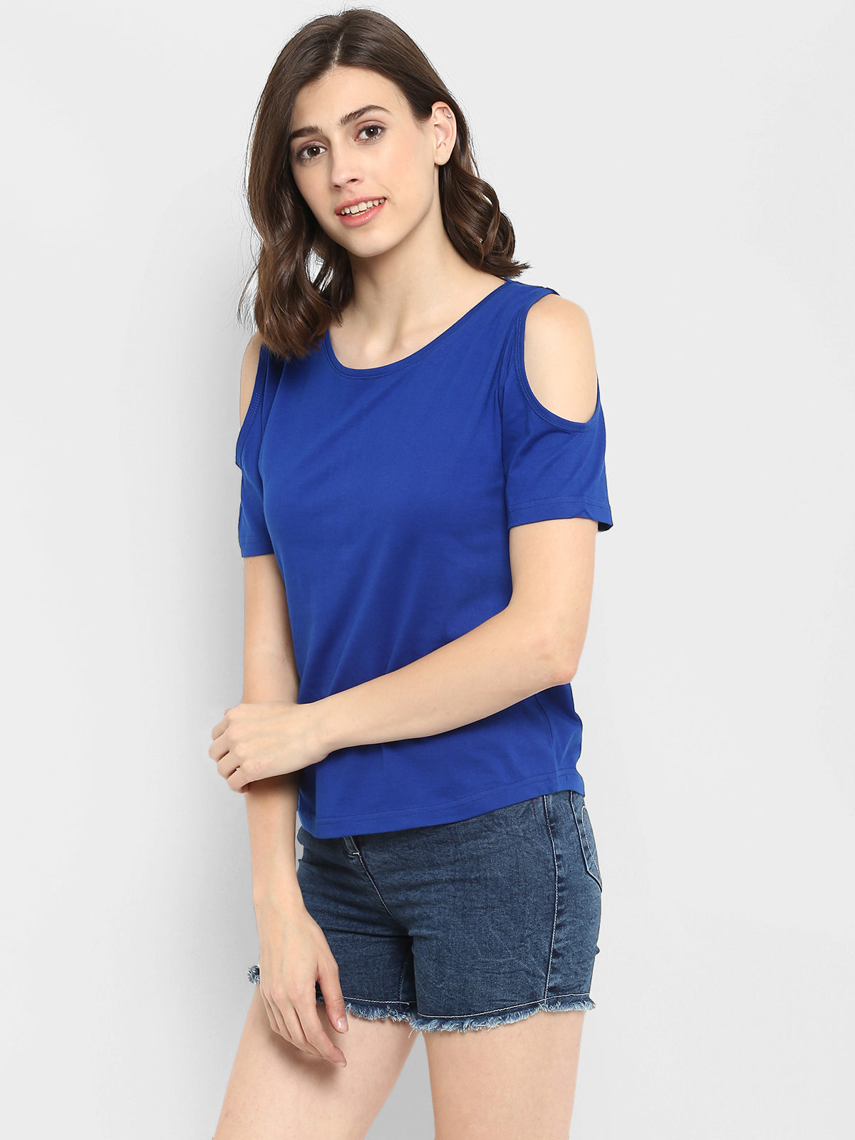 Appulse Women's Round Neck Cold Shoulder T-Shirt | Women | Premium Cotton | Activewear | Athleisure